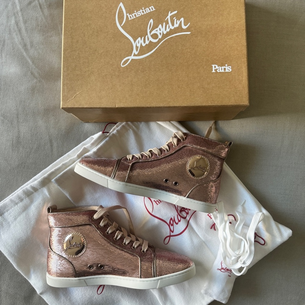 Christian Louboutin Bip Bip Orlato Flat Sequin High Top Sneakers